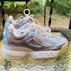 FILA Disruptor II Iridescent Silver & White Shoes